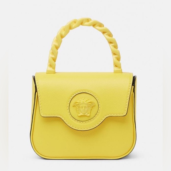 Versace La Medusa Mini Yellow Crossbody Top Handle Shoulder Bag NWT - Picture 5 of 14